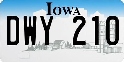 IA license plate DWY210