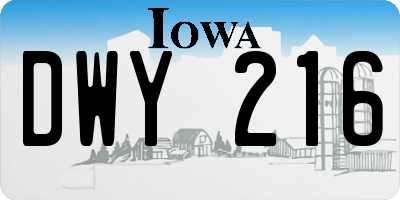 IA license plate DWY216