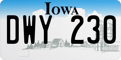 IA license plate DWY230
