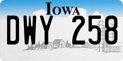 IA license plate DWY258