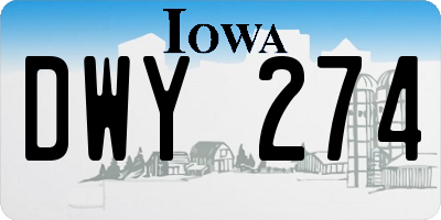 IA license plate DWY274