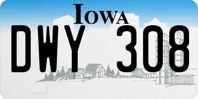 IA license plate DWY308