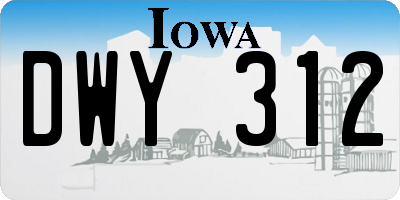 IA license plate DWY312