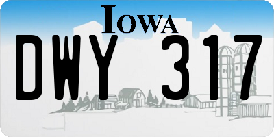 IA license plate DWY317