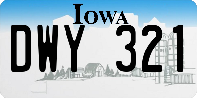 IA license plate DWY321