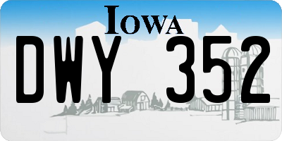 IA license plate DWY352