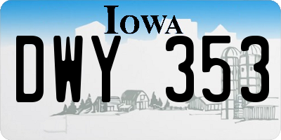 IA license plate DWY353
