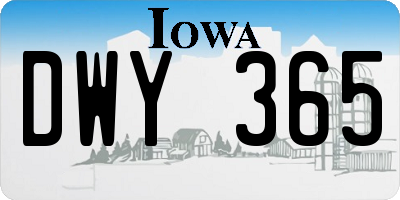 IA license plate DWY365