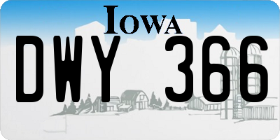 IA license plate DWY366