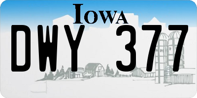 IA license plate DWY377