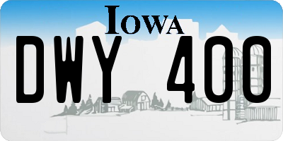 IA license plate DWY400