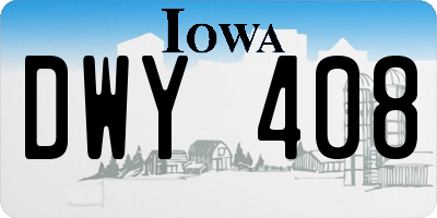 IA license plate DWY408