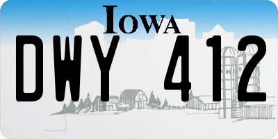 IA license plate DWY412