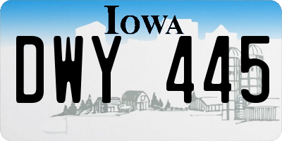 IA license plate DWY445