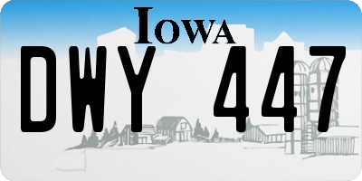 IA license plate DWY447