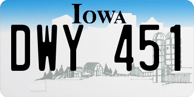 IA license plate DWY451