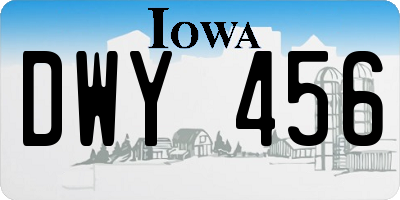 IA license plate DWY456