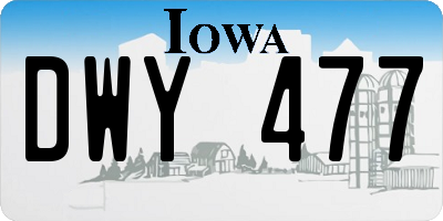 IA license plate DWY477
