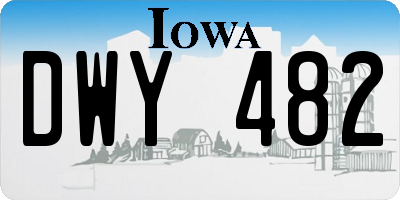 IA license plate DWY482
