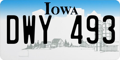 IA license plate DWY493