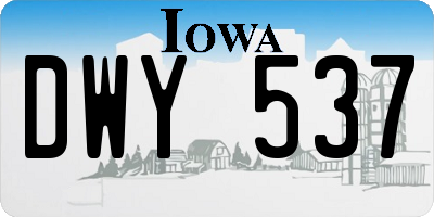 IA license plate DWY537