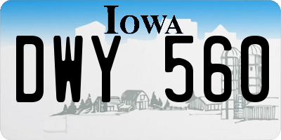 IA license plate DWY560