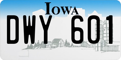 IA license plate DWY601
