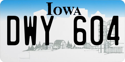 IA license plate DWY604