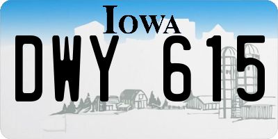 IA license plate DWY615