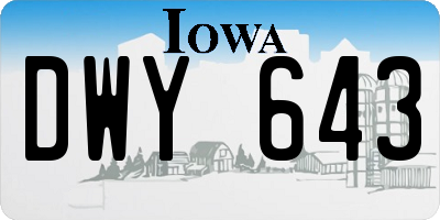 IA license plate DWY643
