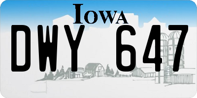 IA license plate DWY647