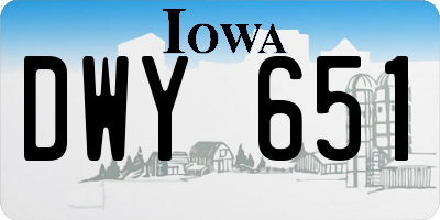 IA license plate DWY651