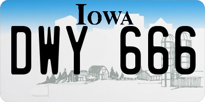 IA license plate DWY666