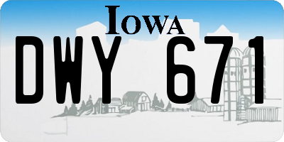 IA license plate DWY671