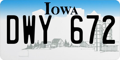 IA license plate DWY672