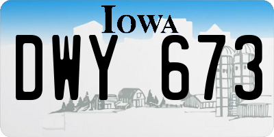 IA license plate DWY673