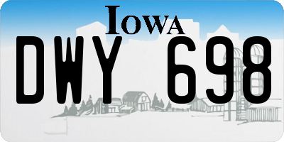 IA license plate DWY698