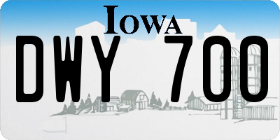 IA license plate DWY700
