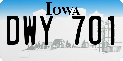 IA license plate DWY701