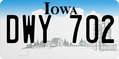 IA license plate DWY702