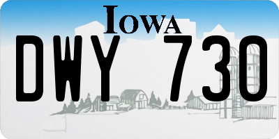 IA license plate DWY730