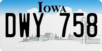 IA license plate DWY758