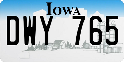 IA license plate DWY765