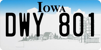 IA license plate DWY801