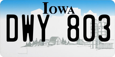 IA license plate DWY803