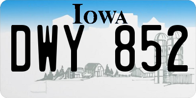 IA license plate DWY852
