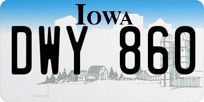 IA license plate DWY860