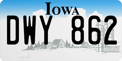 IA license plate DWY862