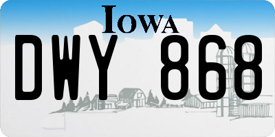 IA license plate DWY868