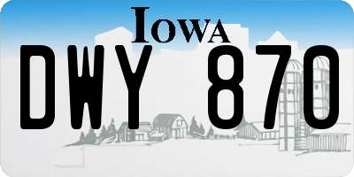 IA license plate DWY870